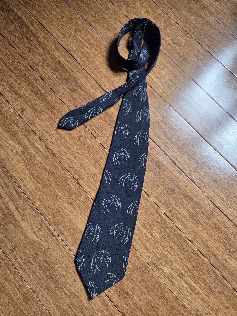 John Lennon Artwork Self Portrait 100% Silk Handmade Novelty Necktie Black